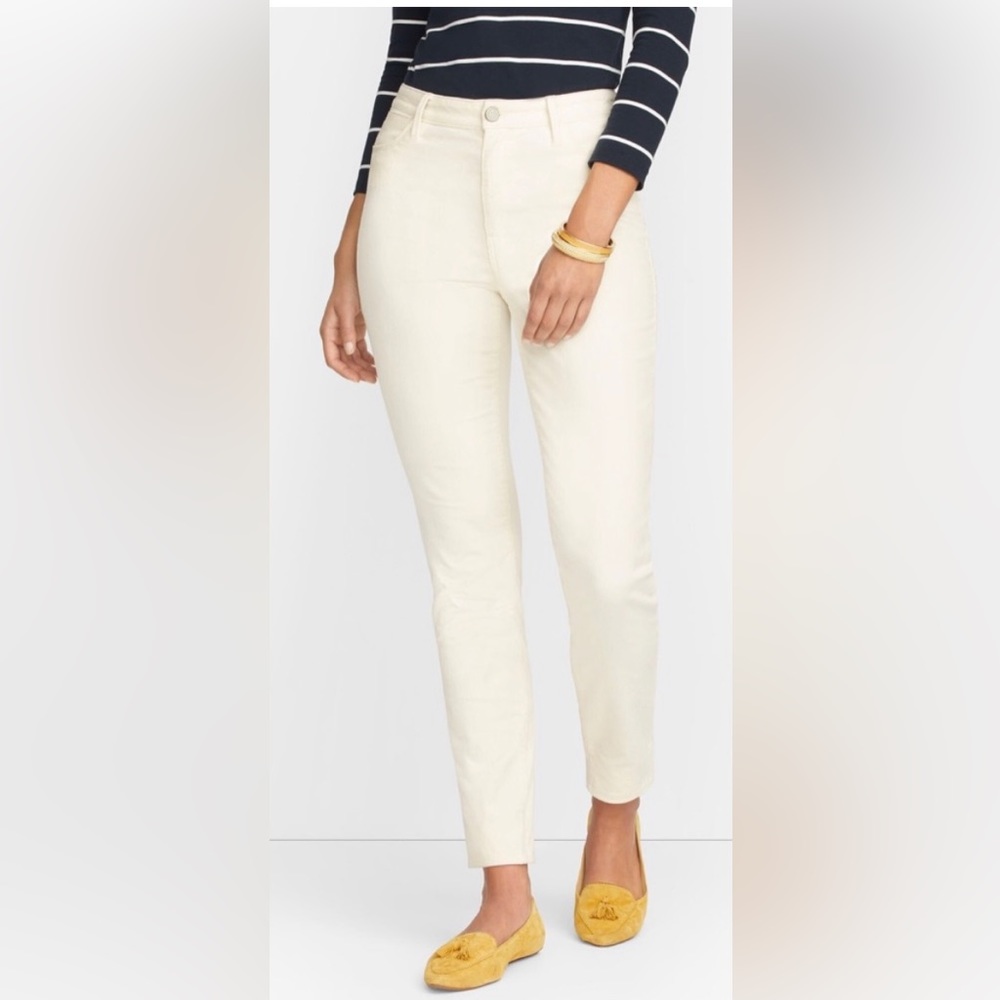 Talbots High-Waist Straight-Leg Full-Length Corduroy.  Winter White Size 10
